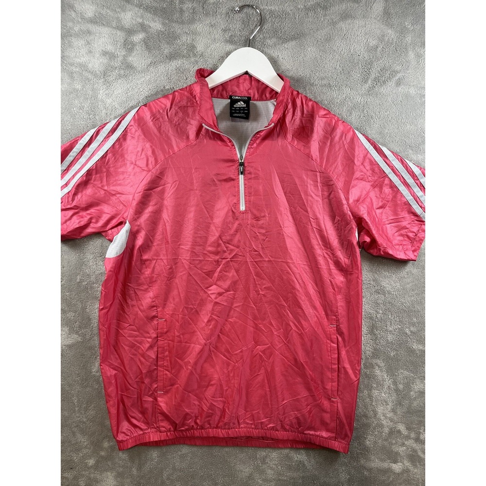 Adidas ClimaCool Mens Short Sleeve 1/4 Zip Windbreaker Jacket Sz‎ L Golf Pink